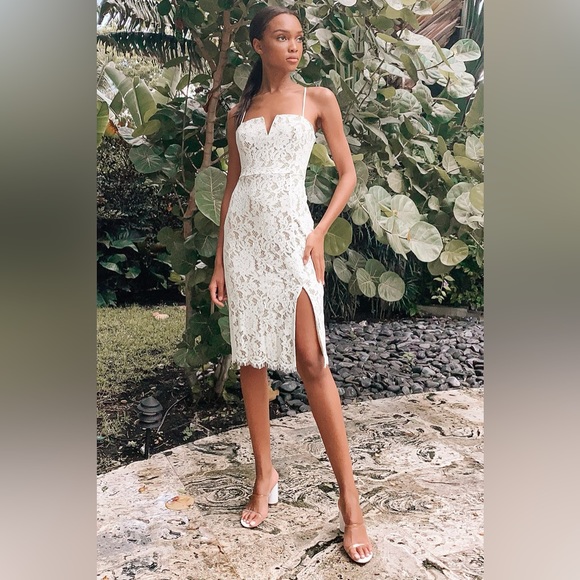 Lulus | Dresses | Amazing Allure White Crochet Lace Bodycon Midi Dress |  Poshmark